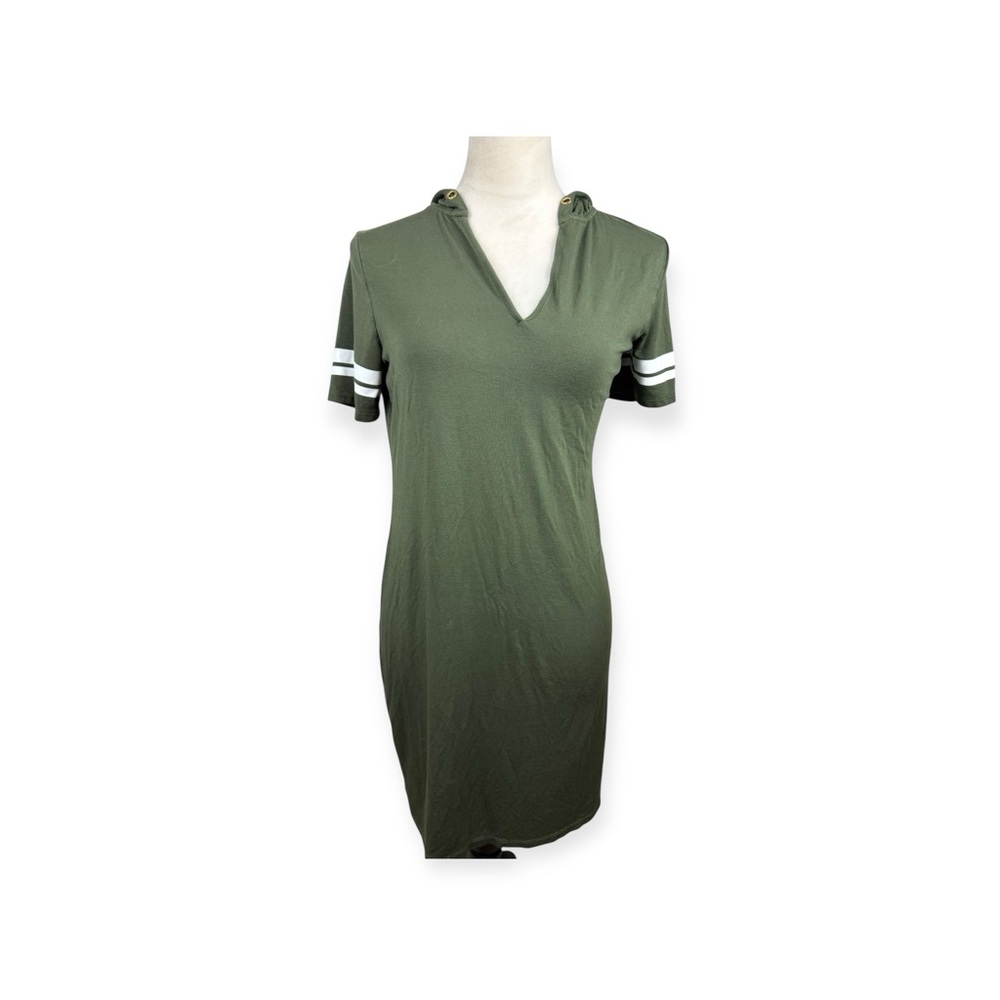 Michael Kors Green Mini Dress with White Accents